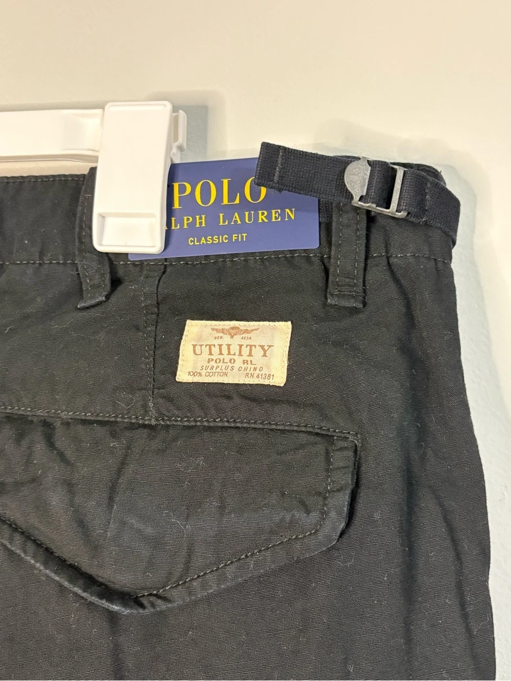 NWT Polo Ralph Lauren Utility Cargo Pants Black Classic Fit 36x36